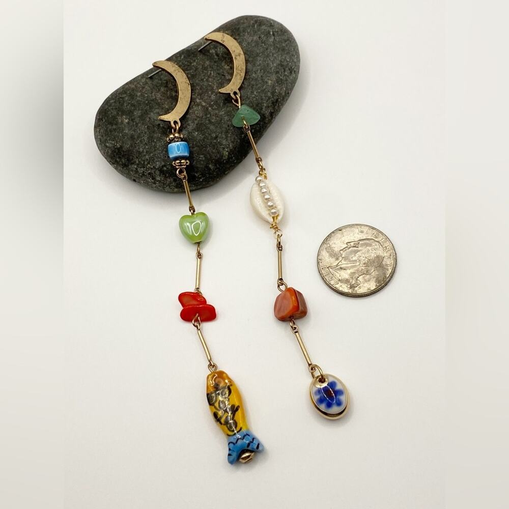 NEW Crescent Moon Charm Dangle Earrings - Picture 5 of 14